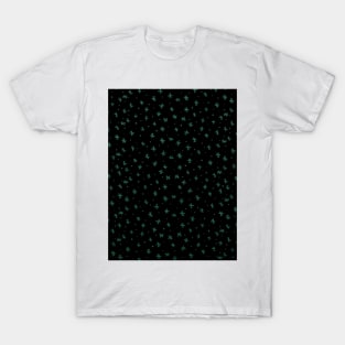 Snowflakes and dots - green and black T-Shirt